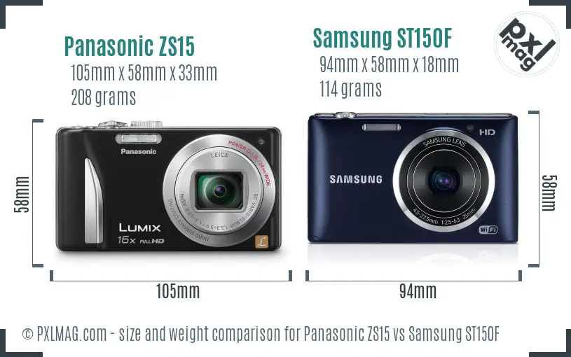 Panasonic ZS15 vs Samsung ST150F size comparison Panasonic ZS15 vs Samsung ST150F size comparison
