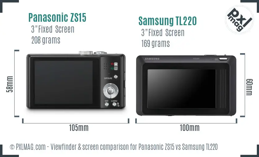 Panasonic ZS15 vs Samsung TL220 Screen and Viewfinder comparison Panasonic ZS15 vs Samsung TL220 Screen and Viewfinder comparison