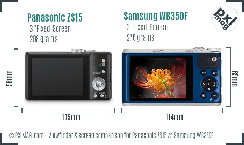 Panasonic ZS15 vs Samsung WB350F Screen and Viewfinder comparison Panasonic ZS15 vs Samsung WB350F Screen and Viewfinder comparison