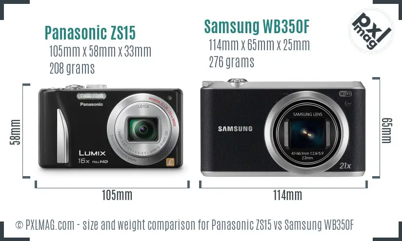 Panasonic ZS15 vs Samsung WB350F size comparison Panasonic ZS15 vs Samsung WB350F size comparison