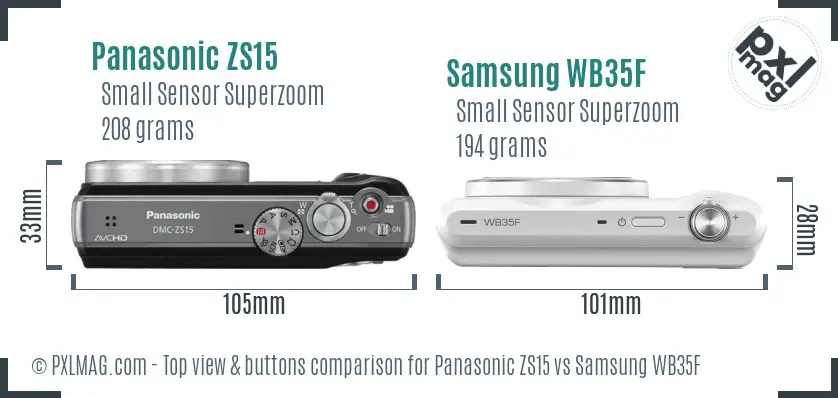 Panasonic ZS15 vs Samsung WB35F top view buttons comparison