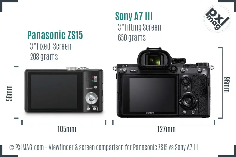 Panasonic ZS15 vs Sony A7 III Screen and Viewfinder comparison Panasonic ZS15 vs Sony A7 III Screen and Viewfinder comparison