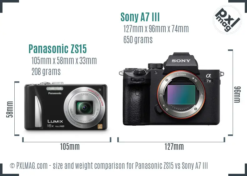 Panasonic ZS15 vs Sony A7 III size comparison Panasonic ZS15 vs Sony A7 III size comparison