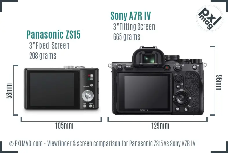 Panasonic ZS15 vs Sony A7R IV Screen and Viewfinder comparison Panasonic ZS15 vs Sony A7R IV Screen and Viewfinder comparison