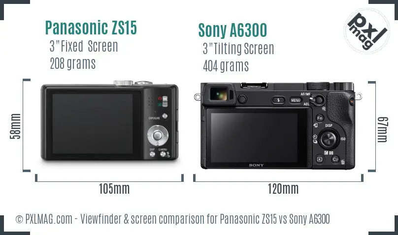 Panasonic ZS15 vs Sony A6300 Screen and Viewfinder comparison Panasonic ZS15 vs Sony A6300 Screen and Viewfinder comparison