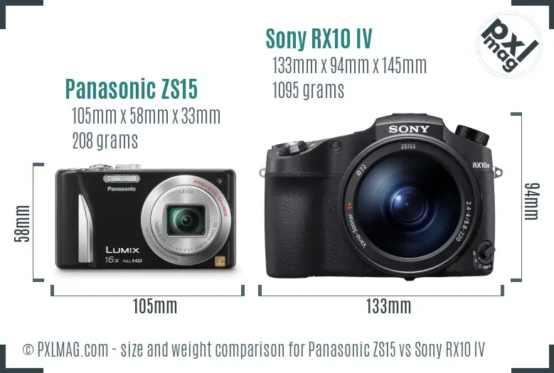 Panasonic ZS15 vs Sony RX10 IV size comparison Panasonic ZS15 vs Sony RX10 IV size comparison