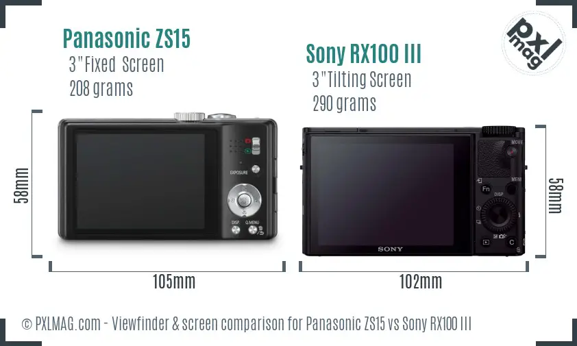 Panasonic ZS15 vs Sony RX100 III Screen and Viewfinder comparison Panasonic ZS15 vs Sony RX100 III Screen and Viewfinder comparison