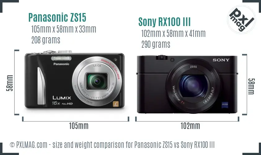 Panasonic ZS15 vs Sony RX100 III size comparison Panasonic ZS15 vs Sony RX100 III size comparison