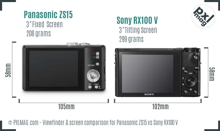 Panasonic ZS15 vs Sony RX100 V Screen and Viewfinder comparison Panasonic ZS15 vs Sony RX100 V Screen and Viewfinder comparison