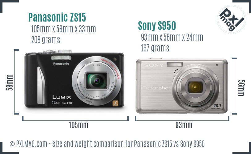 Panasonic ZS15 vs Sony S950 size comparison Panasonic ZS15 vs Sony S950 size comparison