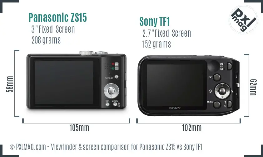 Panasonic ZS15 vs Sony TF1 Screen and Viewfinder comparison