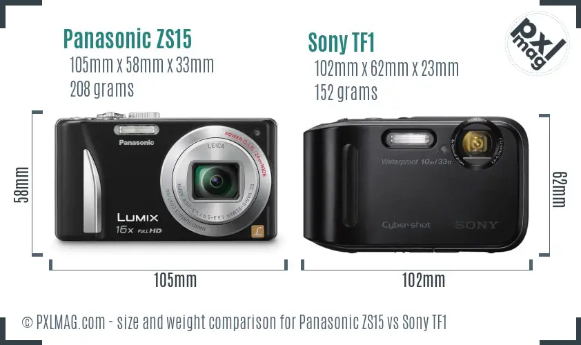 Panasonic ZS15 vs Sony TF1 size comparison