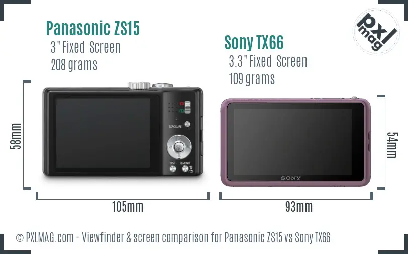 Panasonic ZS15 vs Sony TX66 Screen and Viewfinder comparison Panasonic ZS15 vs Sony TX66 Screen and Viewfinder comparison