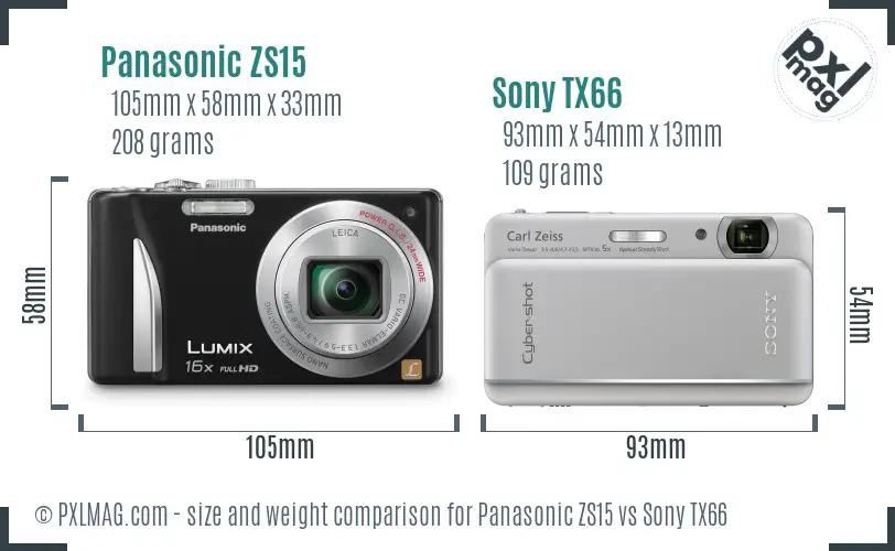 Panasonic ZS15 vs Sony TX66 size comparison Panasonic ZS15 vs Sony TX66 size comparison
