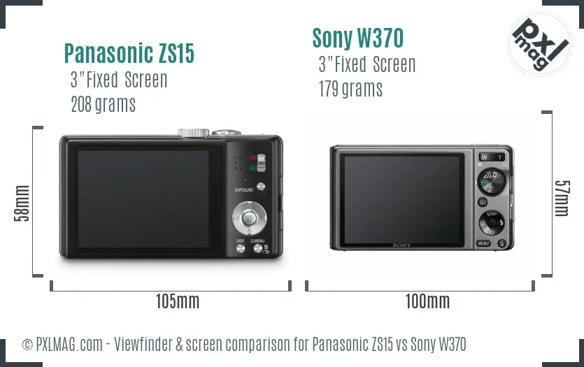 Panasonic ZS15 vs Sony W370 Screen and Viewfinder comparison Panasonic ZS15 vs Sony W370 Screen and Viewfinder comparison