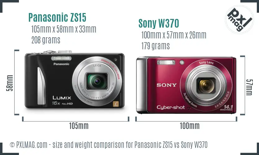 Panasonic ZS15 vs Sony W370 size comparison Panasonic ZS15 vs Sony W370 size comparison