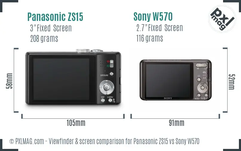 Panasonic ZS15 vs Sony W570 Screen and Viewfinder comparison Panasonic ZS15 vs Sony W570 Screen and Viewfinder comparison