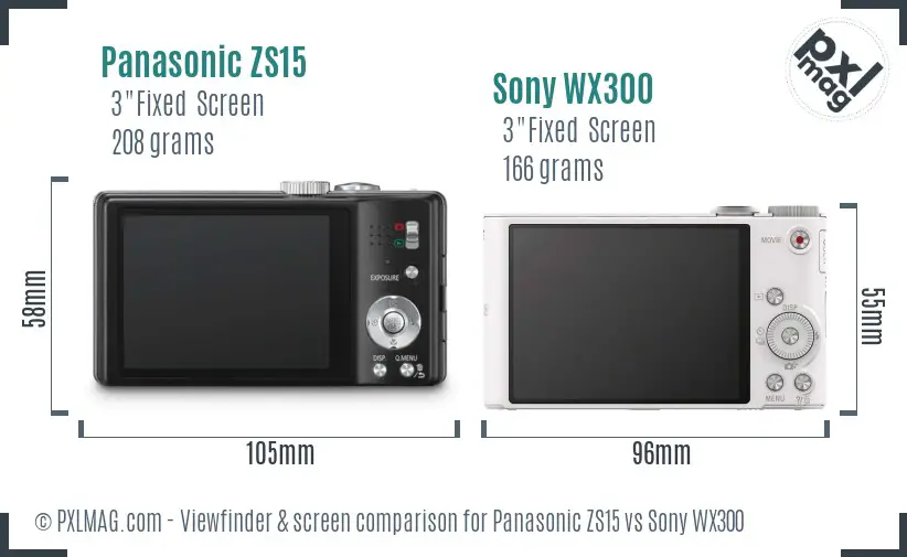 Panasonic ZS15 vs Sony WX300 Screen and Viewfinder comparison Panasonic ZS15 vs Sony WX300 Screen and Viewfinder comparison