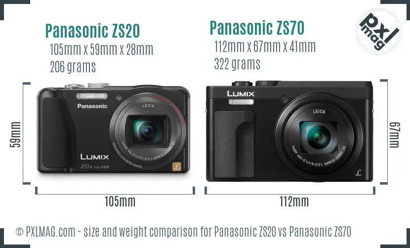 Panasonic ZS20 vs Panasonic ZS70 size comparison