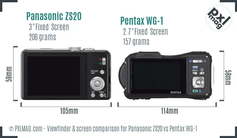 Panasonic ZS20 vs Pentax WG-1 Screen and Viewfinder comparison