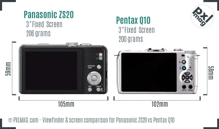 Panasonic ZS20 vs Pentax Q10 Screen and Viewfinder comparison