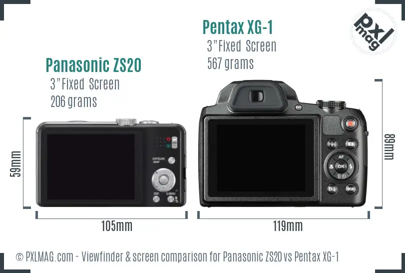Panasonic ZS20 vs Pentax XG-1 Screen and Viewfinder comparison Panasonic ZS20 vs Pentax XG-1 Screen and Viewfinder comparison