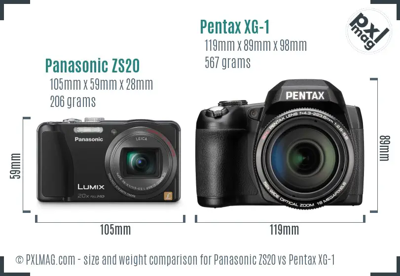Panasonic ZS20 vs Pentax XG-1 size comparison Panasonic ZS20 vs Pentax XG-1 size comparison