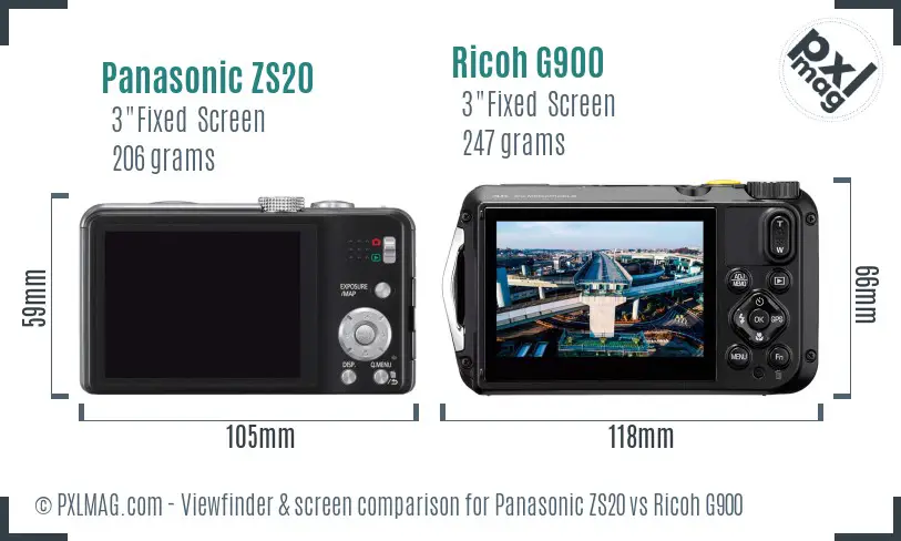 Panasonic ZS20 vs Ricoh G900 Screen and Viewfinder comparison Panasonic ZS20 vs Ricoh G900 Screen and Viewfinder comparison