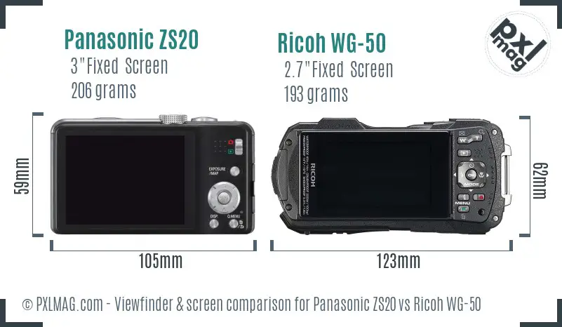 Panasonic ZS20 vs Ricoh WG-50 Screen and Viewfinder comparison Panasonic ZS20 vs Ricoh WG-50 Screen and Viewfinder comparison