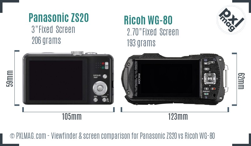 Panasonic ZS20 vs Ricoh WG-80 Screen and Viewfinder comparison