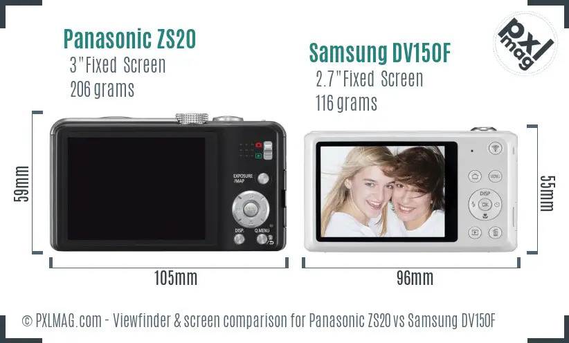 Panasonic ZS20 vs Samsung DV150F Screen and Viewfinder comparison Panasonic ZS20 vs Samsung DV150F Screen and Viewfinder comparison