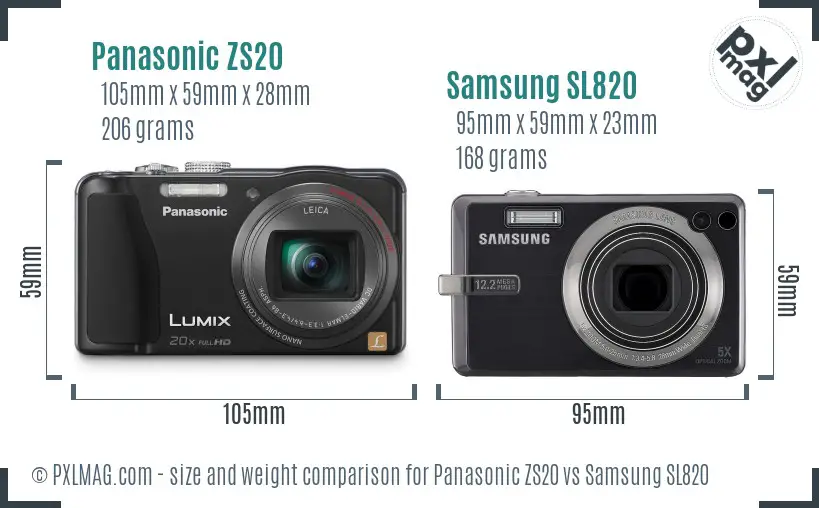 Panasonic ZS20 vs Samsung SL820 size comparison Panasonic ZS20 vs Samsung SL820 size comparison
