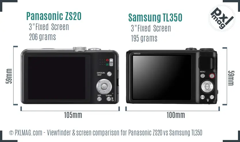 Panasonic ZS20 vs Samsung TL350 Screen and Viewfinder comparison Panasonic ZS20 vs Samsung TL350 Screen and Viewfinder comparison
