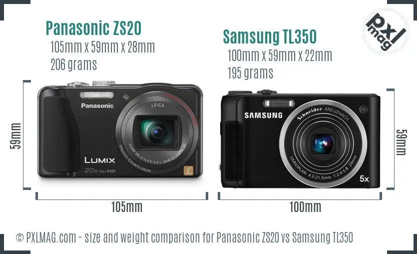 Panasonic ZS20 vs Samsung TL350 size comparison Panasonic ZS20 vs Samsung TL350 size comparison