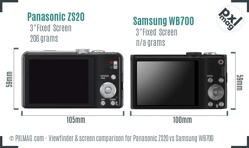 Panasonic ZS20 vs Samsung WB700 Screen and Viewfinder comparison Panasonic ZS20 vs Samsung WB700 Screen and Viewfinder comparison