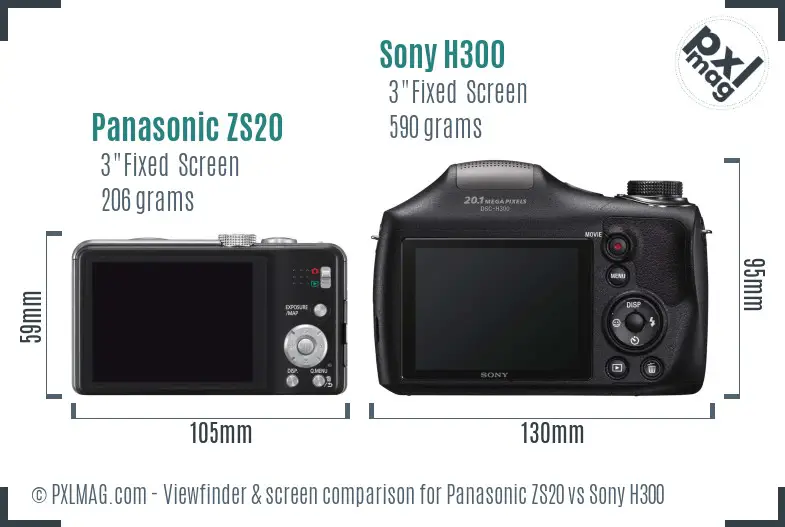Panasonic ZS20 vs Sony H300 Screen and Viewfinder comparison