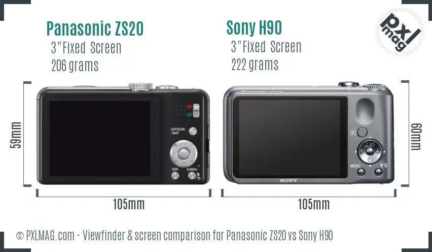 Panasonic ZS20 vs Sony H90 Screen and Viewfinder comparison