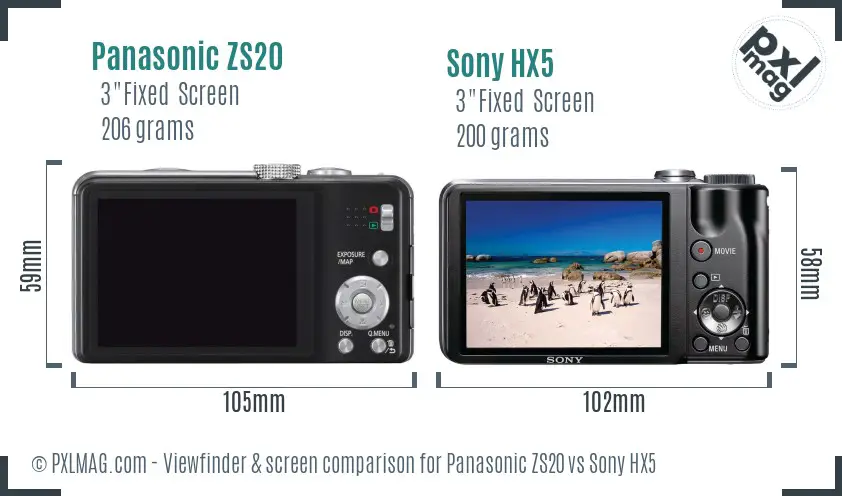 Panasonic ZS20 vs Sony HX5 Screen and Viewfinder comparison Panasonic ZS20 vs Sony HX5 Screen and Viewfinder comparison