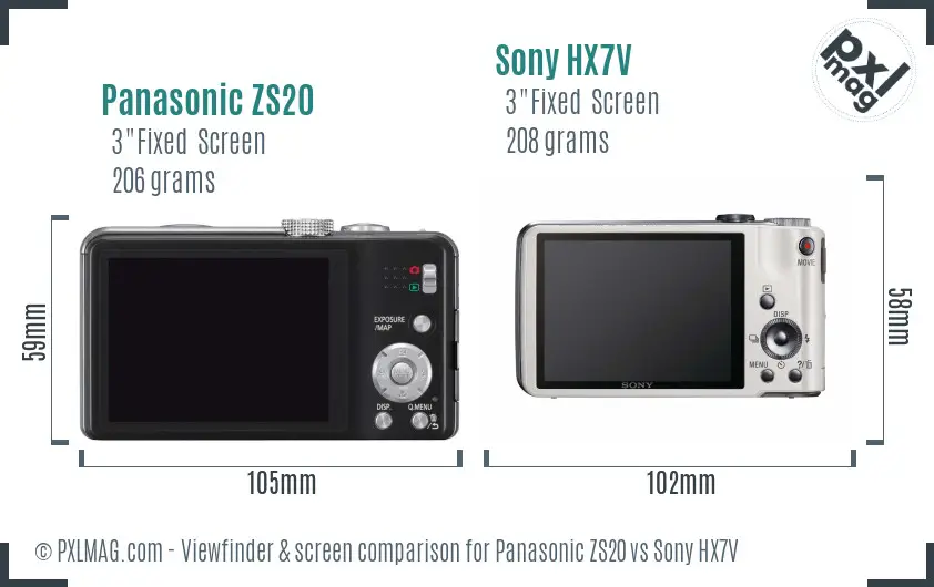 Panasonic ZS20 vs Sony HX7V Screen and Viewfinder comparison Panasonic ZS20 vs Sony HX7V Screen and Viewfinder comparison
