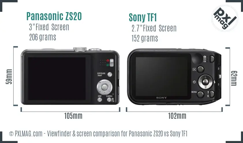 Panasonic ZS20 vs Sony TF1 Screen and Viewfinder comparison