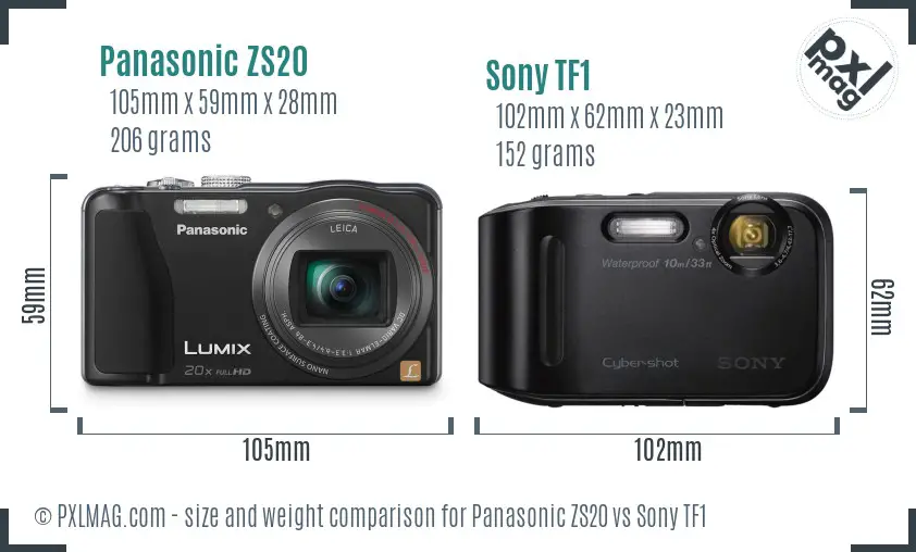 Panasonic ZS20 vs Sony TF1 size comparison Panasonic ZS20 vs Sony TF1 size comparison