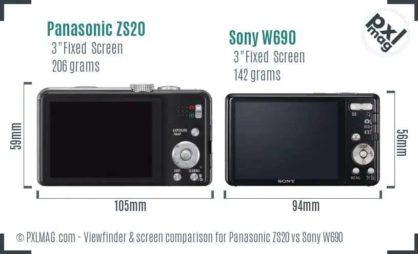 Panasonic ZS20 vs Sony W690 Screen and Viewfinder comparison Panasonic ZS20 vs Sony W690 Screen and Viewfinder comparison