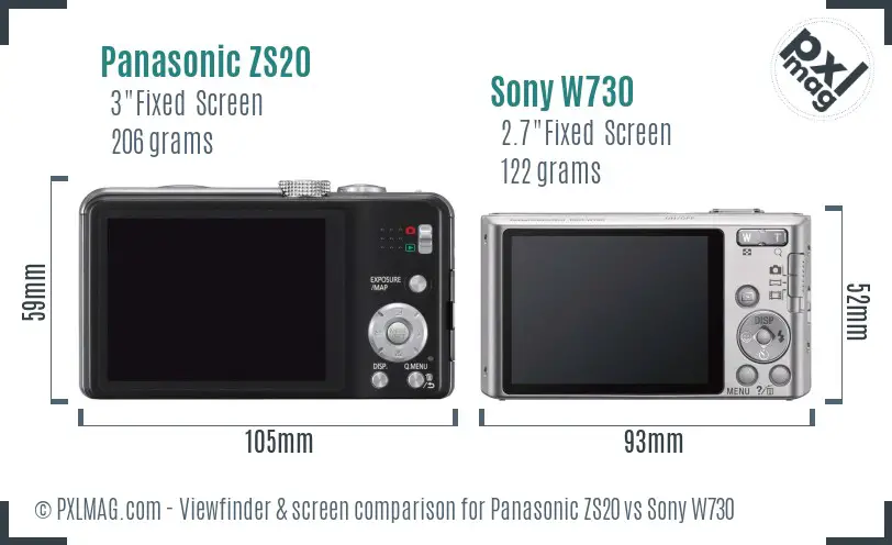 Panasonic ZS20 vs Sony W730 Screen and Viewfinder comparison Panasonic ZS20 vs Sony W730 Screen and Viewfinder comparison