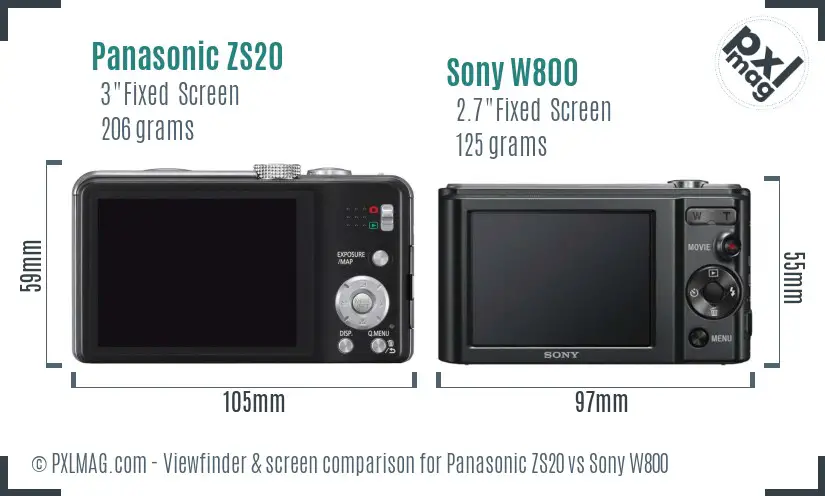 Panasonic ZS20 vs Sony W800 Screen and Viewfinder comparison Panasonic ZS20 vs Sony W800 Screen and Viewfinder comparison