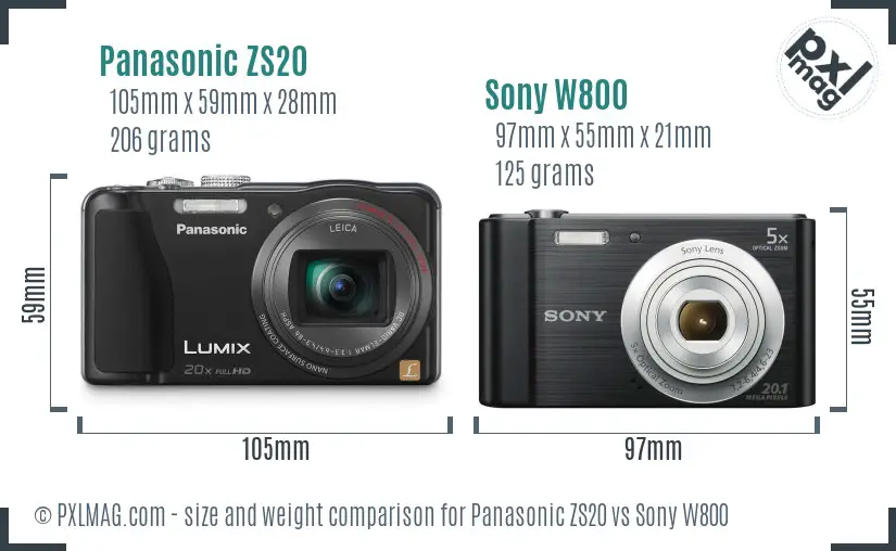 Panasonic ZS20 vs Sony W800 size comparison Panasonic ZS20 vs Sony W800 size comparison
