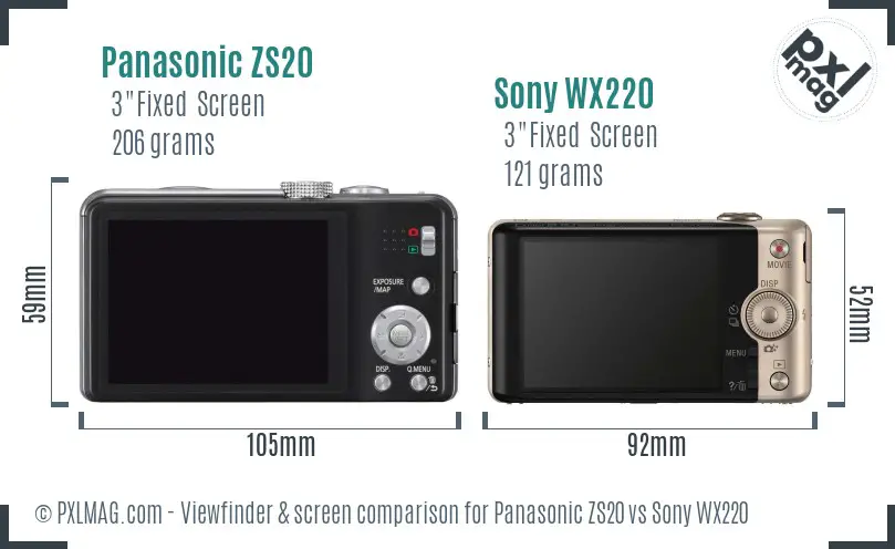Panasonic ZS20 vs Sony WX220 Screen and Viewfinder comparison Panasonic ZS20 vs Sony WX220 Screen and Viewfinder comparison