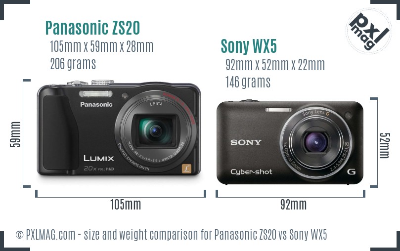 Panasonic ZS20 vs Sony WX5 size comparison Panasonic ZS20 vs Sony WX5 size comparison