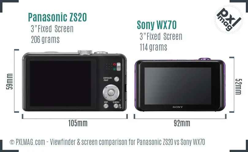 Panasonic ZS20 vs Sony WX70 Screen and Viewfinder comparison Panasonic ZS20 vs Sony WX70 Screen and Viewfinder comparison