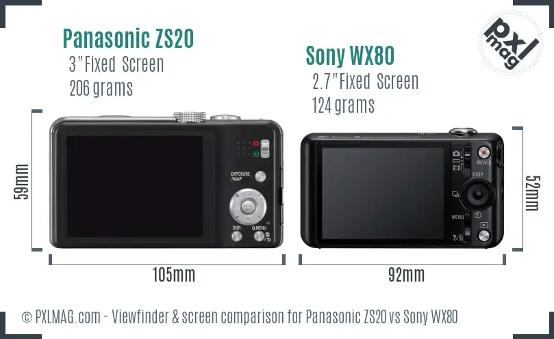 Panasonic ZS20 vs Sony WX80 Screen and Viewfinder comparison Panasonic ZS20 vs Sony WX80 Screen and Viewfinder comparison
