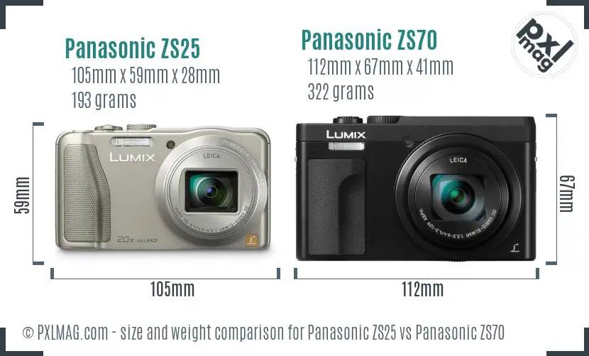 Panasonic ZS25 vs Panasonic ZS70 size comparison